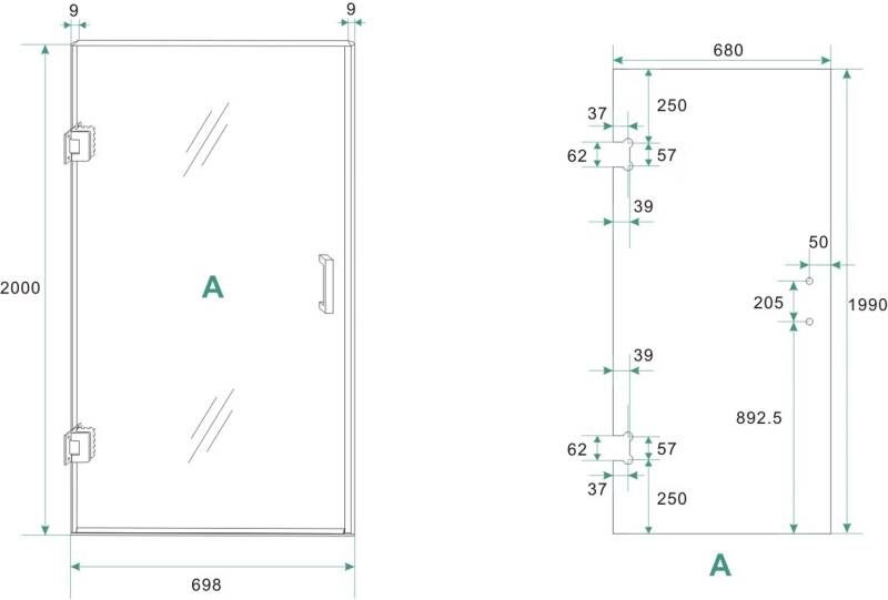 Wiesbaden Nisdeur Less | 70x200 cm | Nano-coating | Incl.Schanierset | Helder glas | Mat zwart beslag