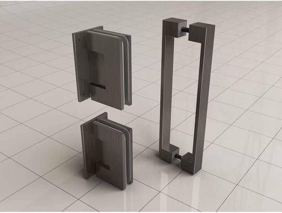 Wiesbaden Nisdeur Less | 70x200x0.8 cm | Rechts | spiegelrook- naar helder glas | Gunmetal beslag