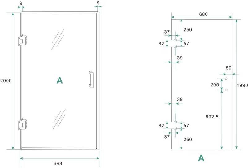 Wiesbaden Nisdeur Less | 70x200x0.8 cm | Rookglas | Chroom beslag