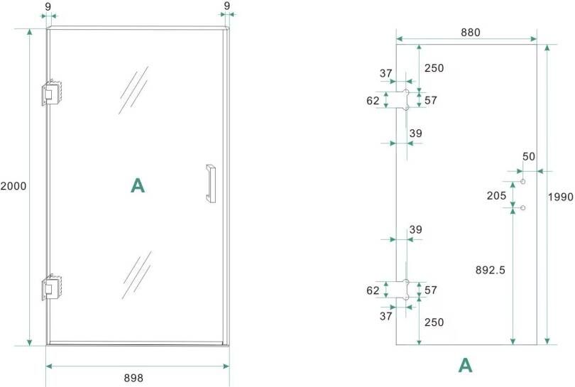 Wiesbaden Nisdeur Less | 90x200 cm | Links | Spiegelrook- naar helder glas | Chroom beslag