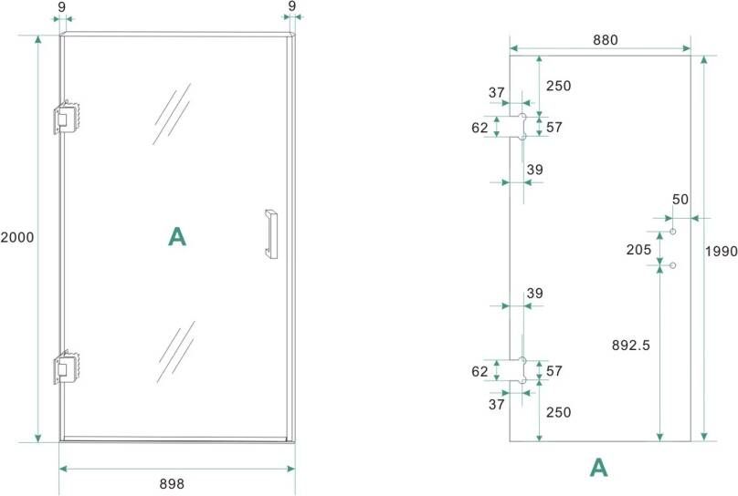 Wiesbaden Nisdeur Less | 90x200 cm | Nano-coating | Incl.Schanierset | Helder glas | Geborsteld brons koper beslag