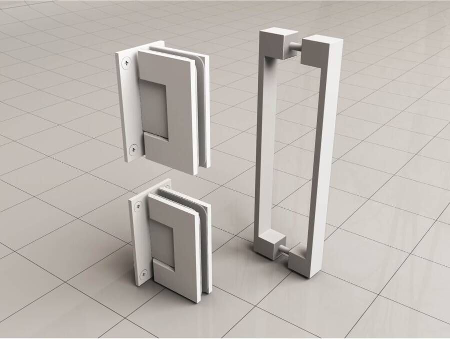 Wiesbaden Nisdeur Less | 90x200 cm | Nano-coating | Incl.Schanierset | Helder glas | Mat wit beslag
