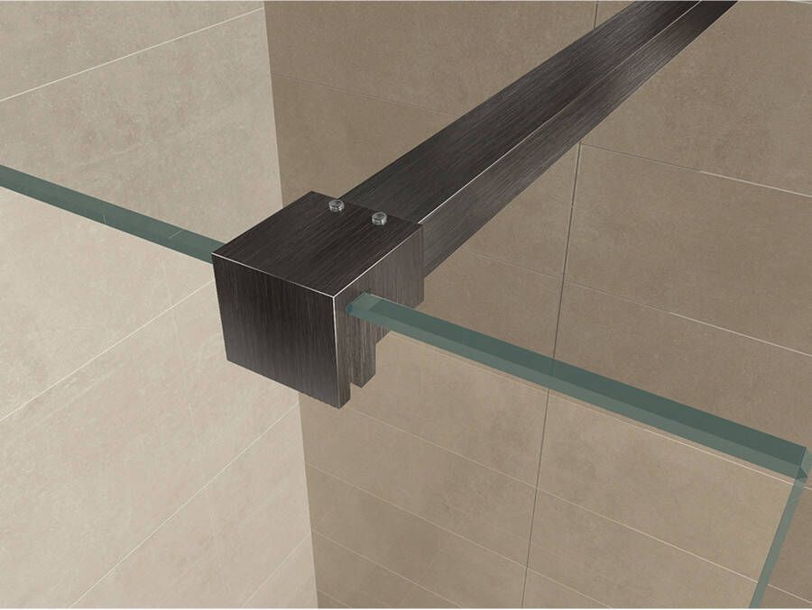 Wiesbaden Profielset Slim | 120 cm | Met stabilisatiestang | Incl.Glas- en muurkoppeling | Gunmetal