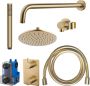 Wiesbaden Regendouche set Caral | Inbouw | 25 cm | Thermostaatkraan | Incl.Inbouwdeel | 2-weg | Rond | Geborsteld messing - Thumbnail 2