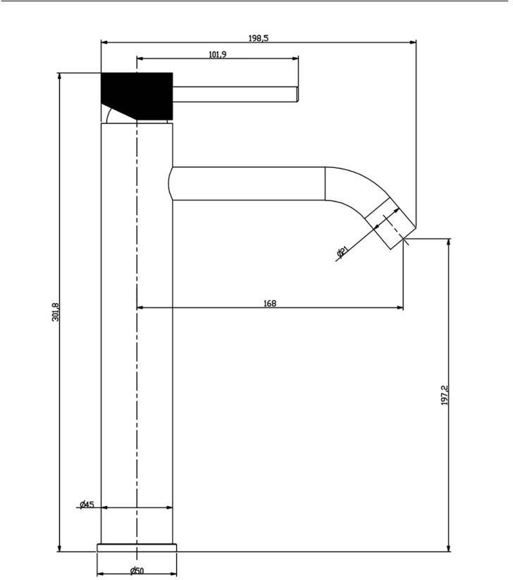 Wiesbaden Wastafelkraan Ribbd | Opbouw | Draaibare uitloop | Mengkraan | Hoog model | 1-hendel | Rond | Chroom