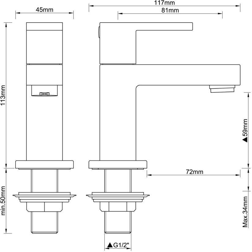 Wiesbaden Fonteinkraan Rombo RVS | Opbouw | Koudwater kraan | Standaard model | Vierkant | RVS look