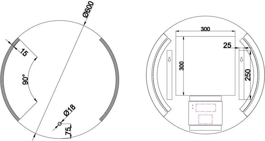 Wiesbaden Badkamerspiegel Round | 60 cm | Rond | Directe en indirecte LED verlichting | Touch button | Met verwarming