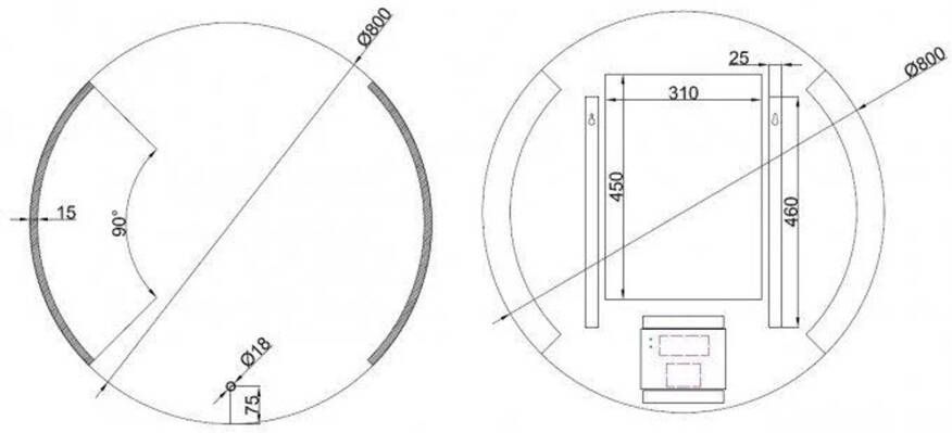 Wiesbaden Badkamerspiegel Round | 80 cm | Rond | Directe en indirecte LED verlichting | Touch button | Met verwarming