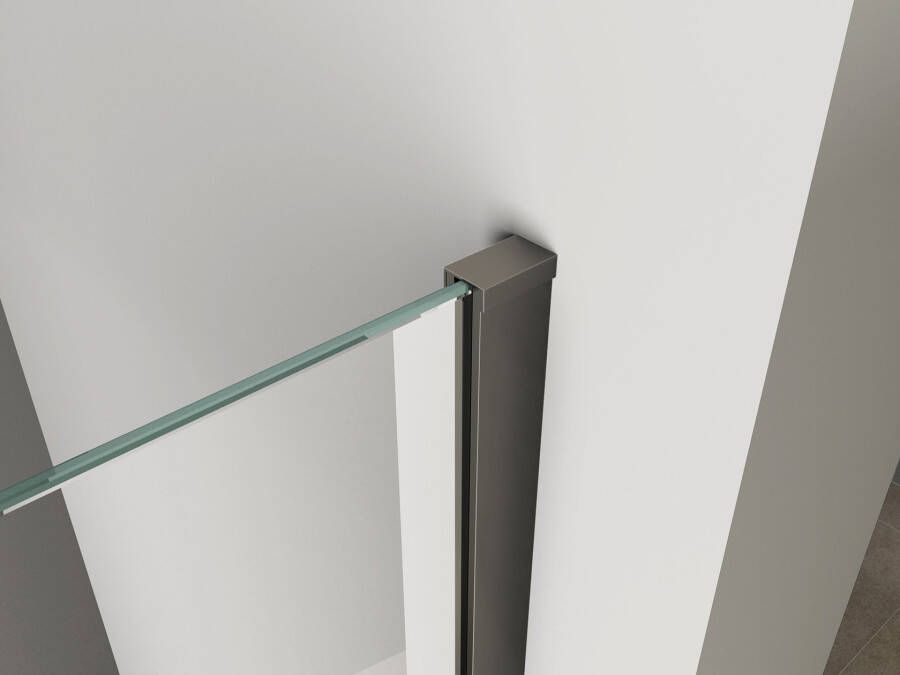 Wiesbaden Safety Glass inloopdouche helder glas 120x200 cm zwart mat