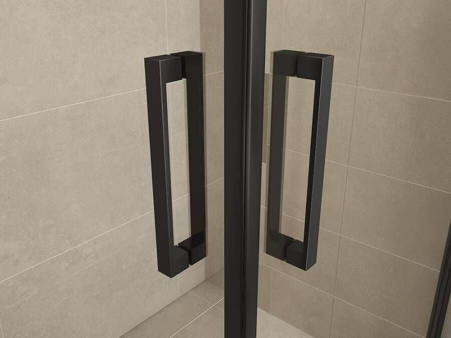 Wiesbaden Salone cabine met 2 draaideuren 900x900x2000x8 mm nano helder glas mat zwart