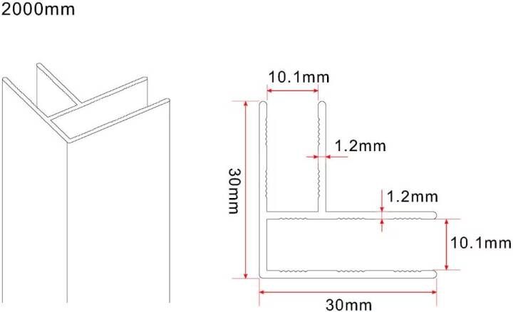 Wiesbaden Slim | hoekprofiel | 200 cm voor glaswand 8 of 10 mm | Gunmetal