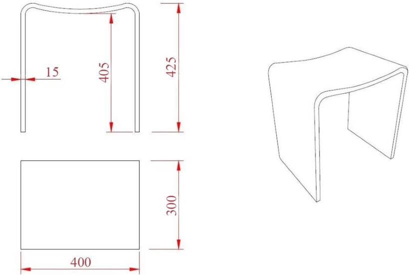 Wiesbaden Solid kruk 40x30x42 cm solid surface mat zwart