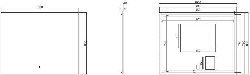 Wiesbaden Badkamerspiegel Soul | 100x80 cm | Rechthoekig | Indirecte LED verlichting | Touch button | Met verwarming