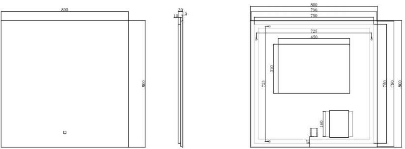 Wiesbaden Badkamerspiegel Soul | 80x80 cm | Rechthoekig | Indirecte LED verlichting | Touch button | Met verwarming