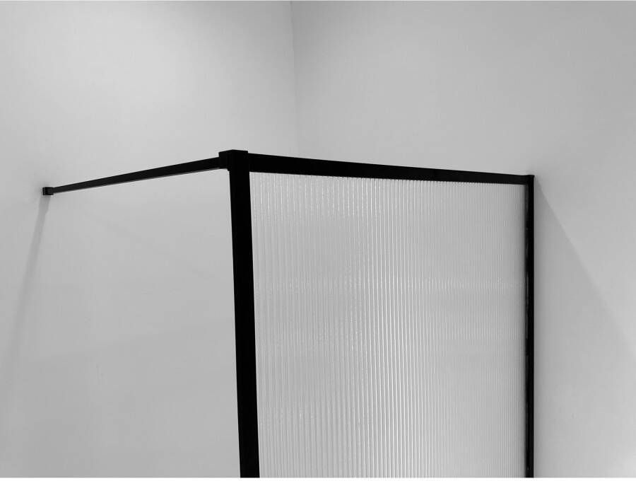 Wiesbaden Square inloopdouche 100x200 cm geribeld glas nano coating zwart mat