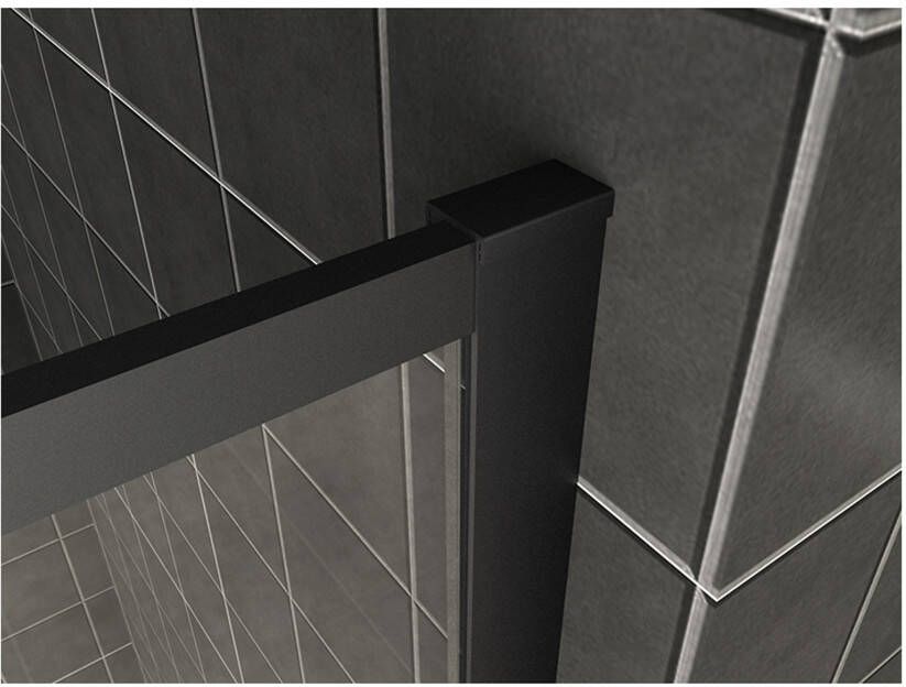 Wiesbaden Square inloopdouche 120x200 cm nano coating zwart mat