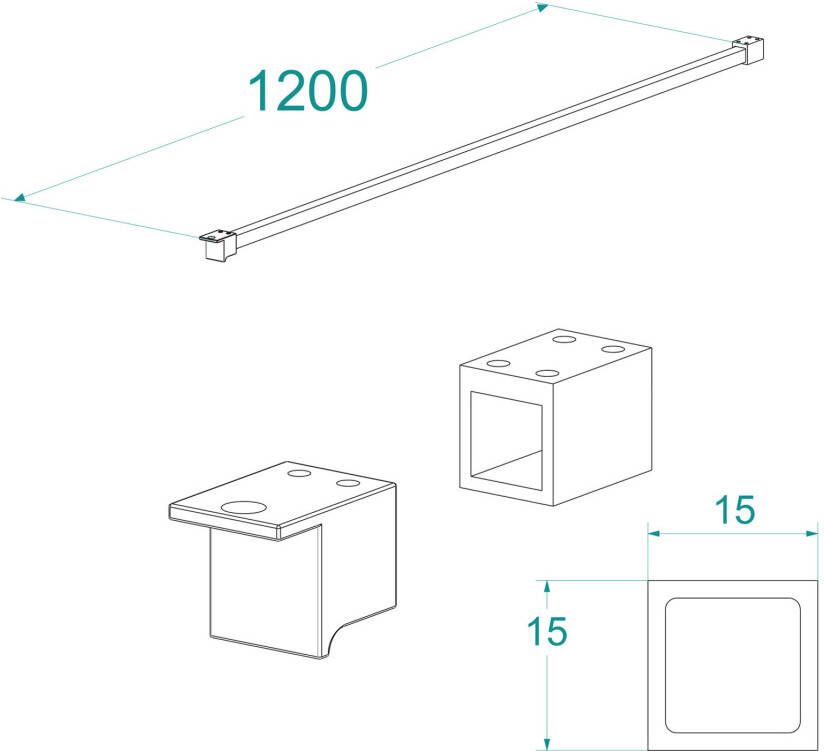 Wiesbaden Square stabilisatiestang inkortbaar mat zwart 120 cm