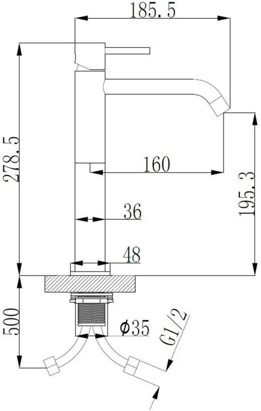 Wiesbaden Wastafelkraan Style | Opbouw | Mengkraan | Hoog model | 1-hendel | Rond | Zwart mat