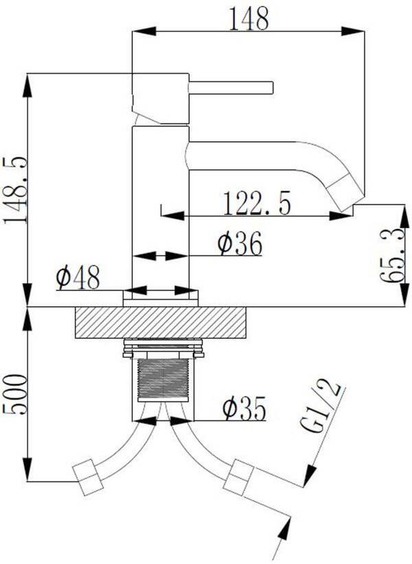 Wiesbaden Wastafelkraan Style | Opbouw | Mengkraan | Laag model | 1-hendel | Rond | Chroom