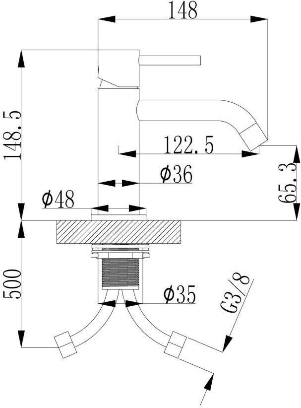 Wiesbaden Wastafelkraan Style | Opbouw | Mengkraan | Laag model | 1-hendel | Rond | Geborsteld koper