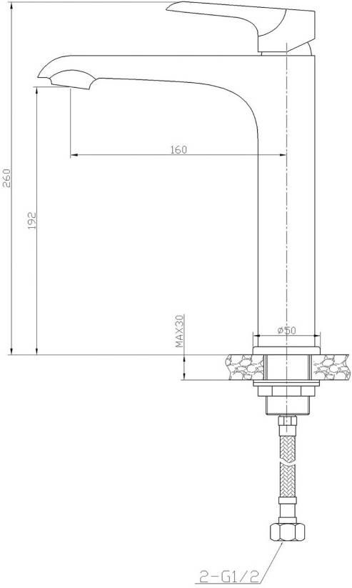 Wiesbaden Wastafelkraan Tarma | Opbouw | Mengkraan | Standaard model | 1-hendel | Rond | Zwart chroom