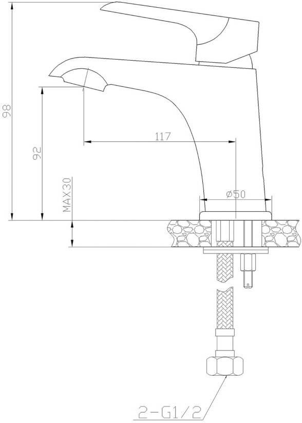 Wiesbaden Wastafelkraan Tarma | Opbouw | Mengkraan | Laag model | 1-hendel | Rond | Zwart chroom