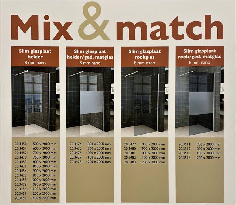 Wiesbaden Glasplaat Slim | 110x200x0.8 cm | Nano | Helder met melkglas