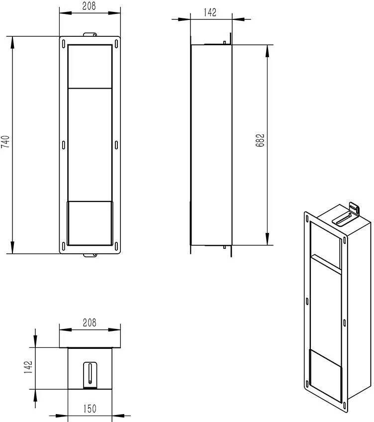 Xellanz Toiletrolhouder Rocko | Inbouw | Zonder Klep | Messing | Geborsteld messing