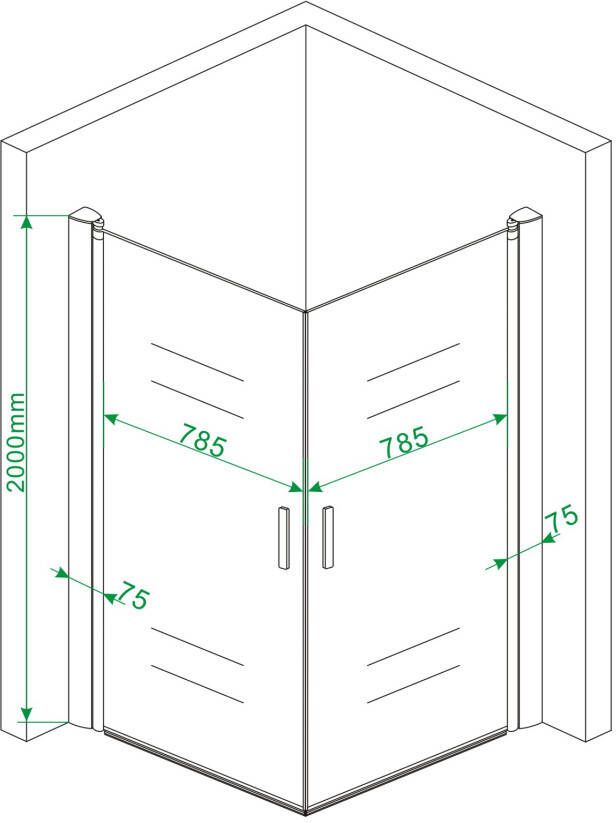 Wiesbaden Twice douchecabine 90x90x200 cm chroom