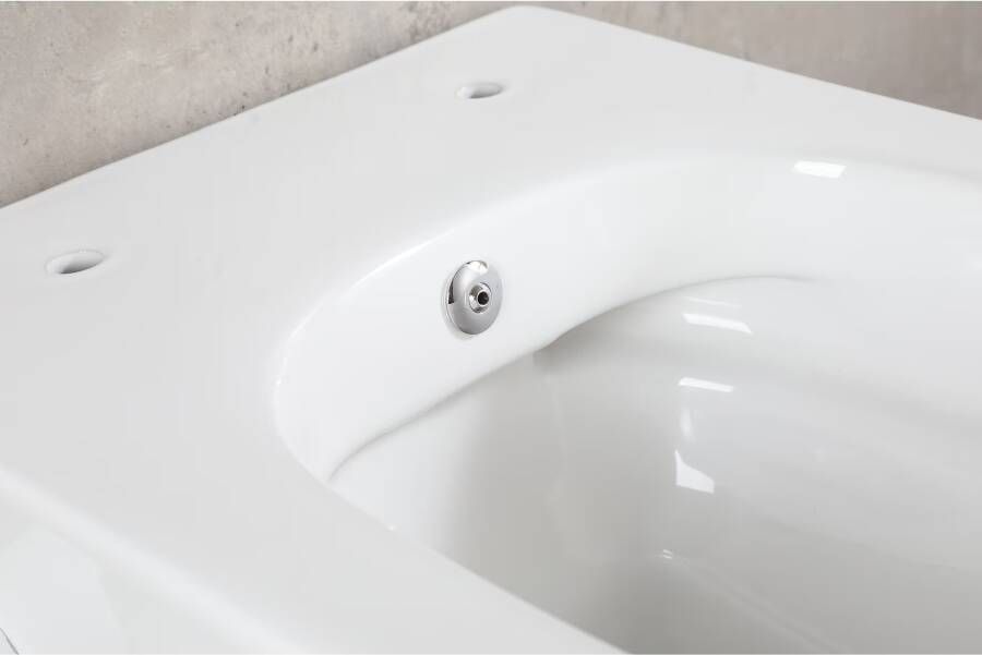 Wiesbaden Wandcloset Vesta | 52 cm | Rimless | Bidet functie-koud water | Excl.Toiletzitting | Keramiek | Glans wit