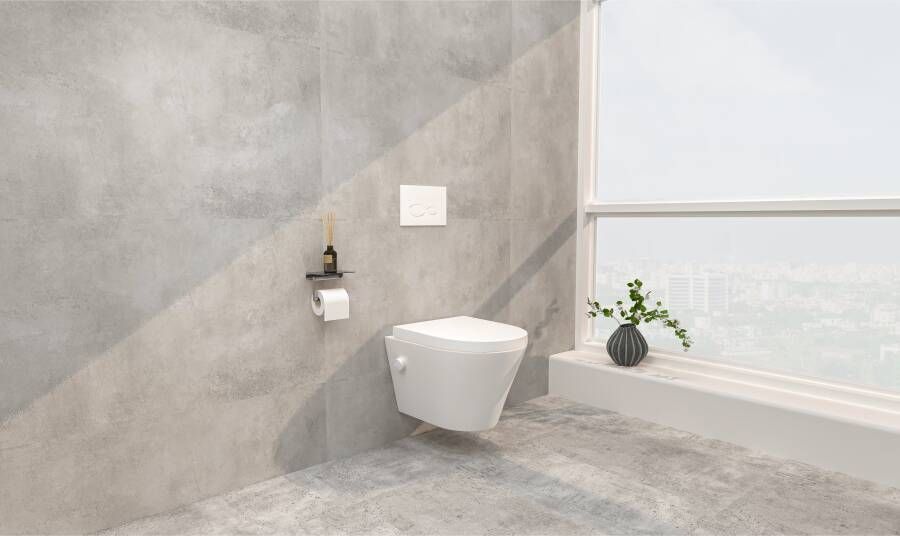 Wiesbaden Wandcloset Vesta | 52 cm | Rimless | Bidet functie-warm en koud water | Incl.Toiletzitting | Keramiek | Glans wit