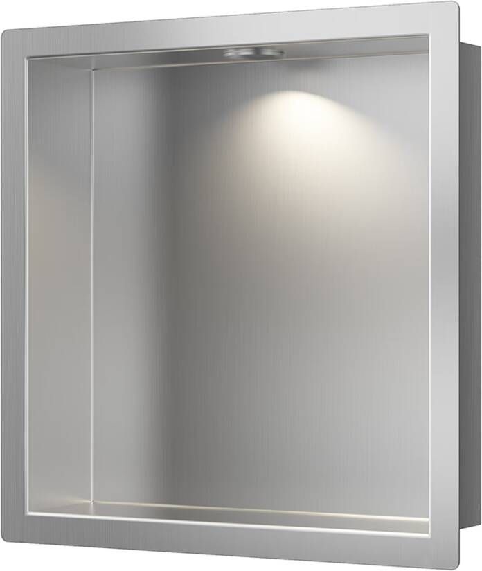 Wiesbaden Wandnis Demis | Inbouw | 30x30x7 cm | Met verlichting | 1 vak | Rvs look