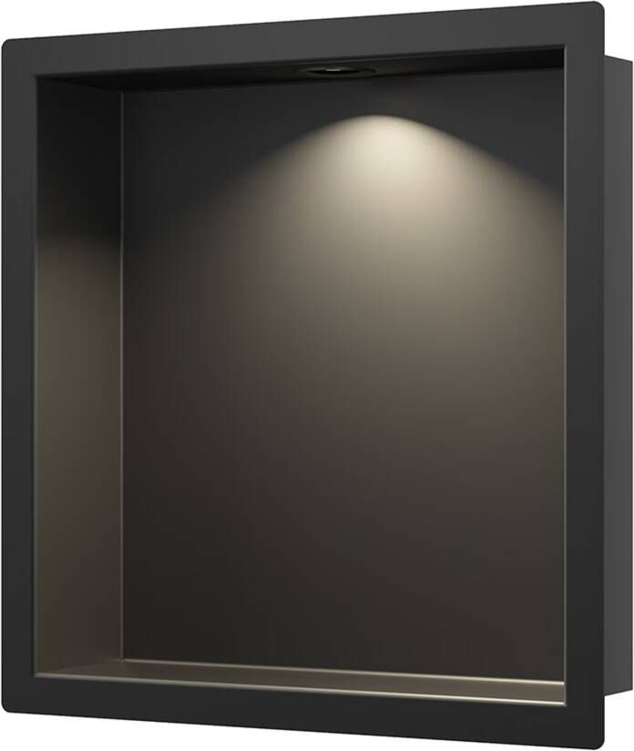 Wiesbaden Wandnis Demis | Inbouw | 30x30x7 cm | Met verlichting | 1 vak | Zwart mat