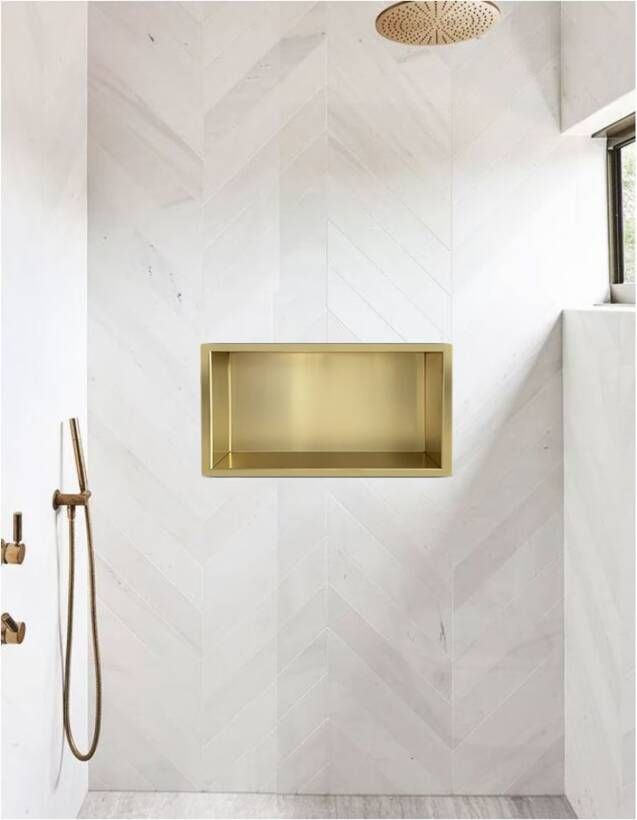 Wiesbaden Wandnis Demis | Inbouw | 30x60x10 cm | 1 vak | Geborsteld messing PVD