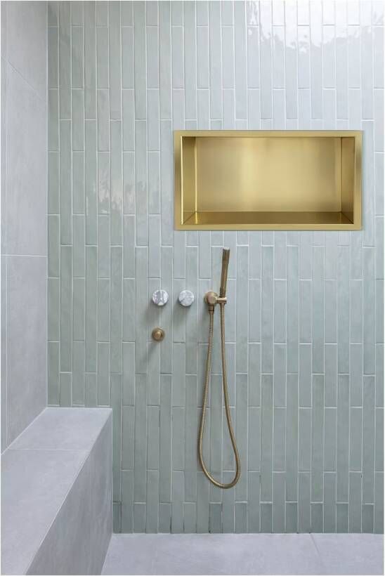 Wiesbaden Wandnis Demis | Inbouw | 30x60x7 cm | 1 vak | Geborsteld messing PVD