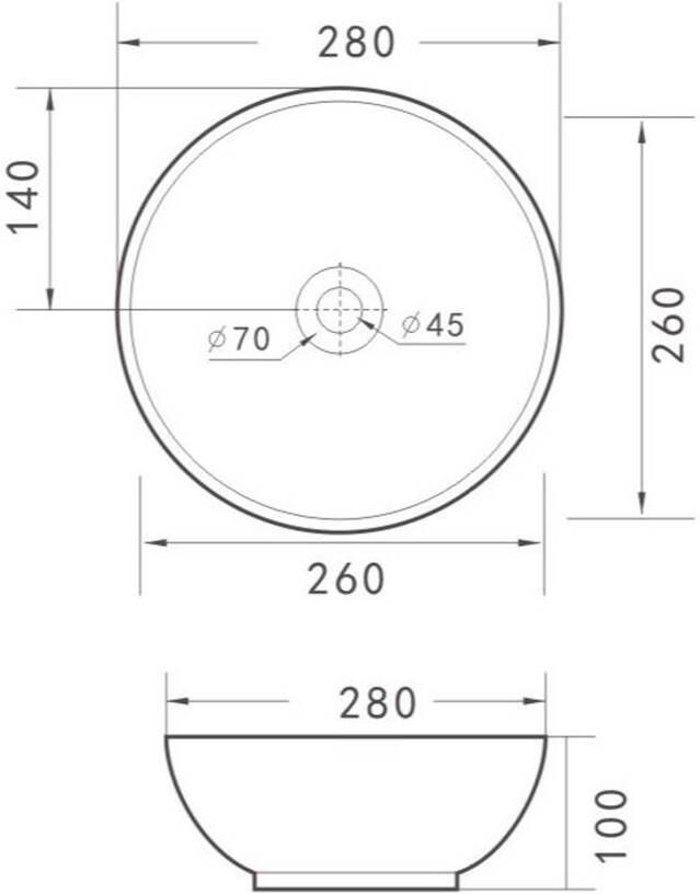 Wiesbaden Waskom Kimo | 28 cm | Keramiek | Vrijstaand | Rond | Zwart mat