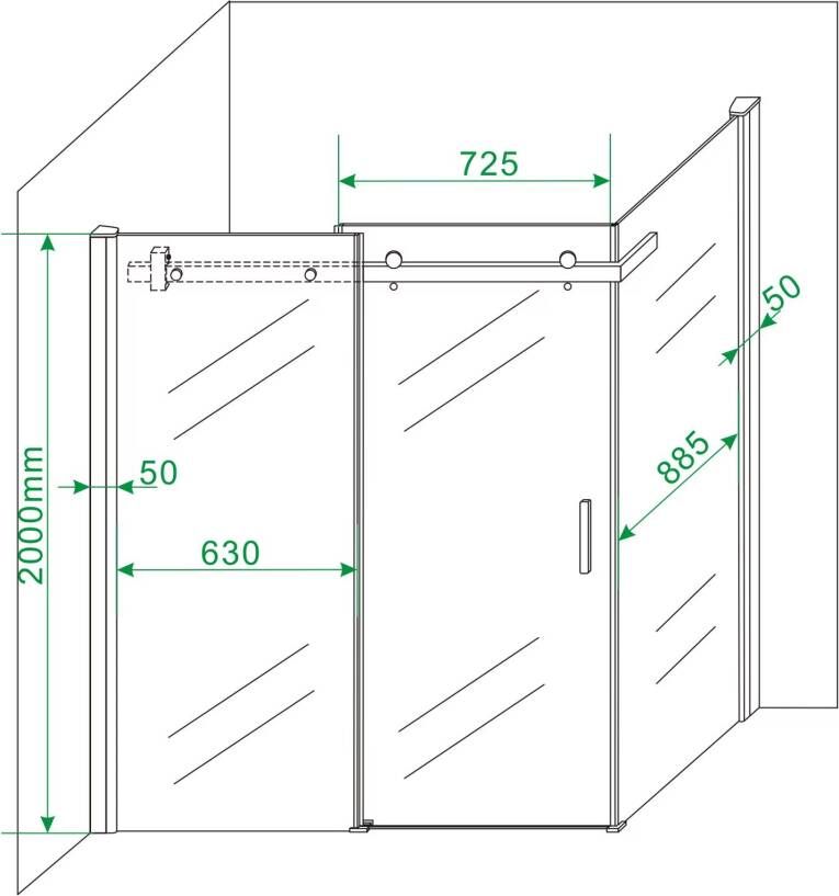 Wiesbaden Xellanz Block douchecabine 140x100x200 cm chroom