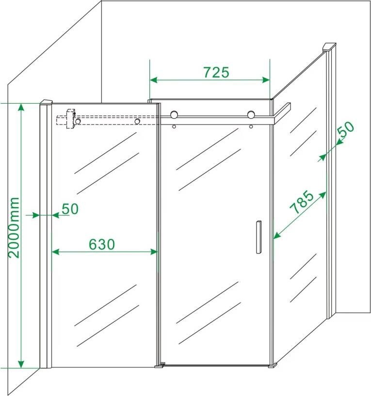 Wiesbaden Xellanz Block douchecabine 140x90x200 cm chroom