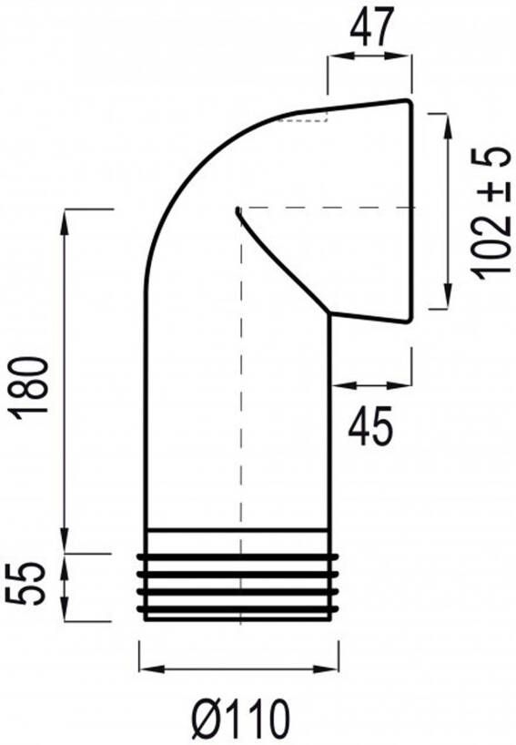 Wisa afvoerbocht 301a mof aansluiting 110 mm wit