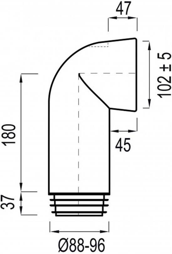 Wisa afvoerbocht 302c spie aansluiting 100 mm wit