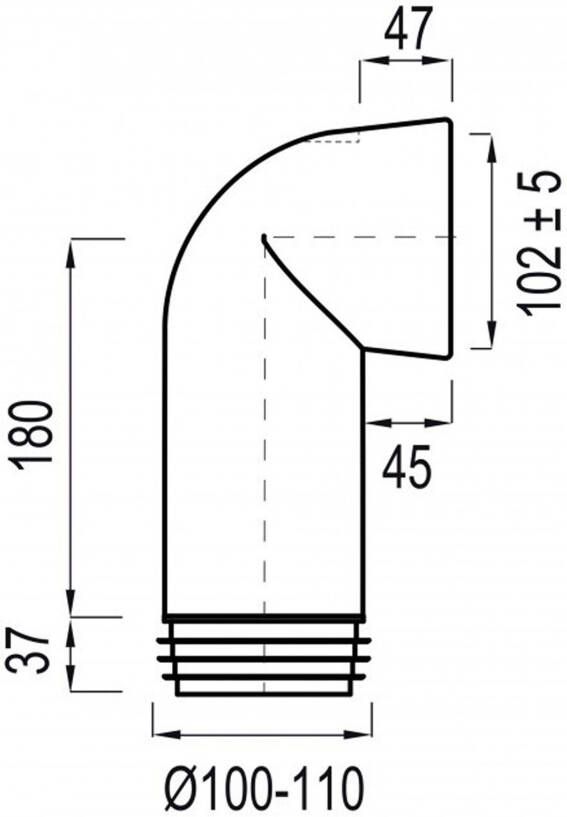 Wisa afvoerbocht 303c spie aansluiting 110 mm wit