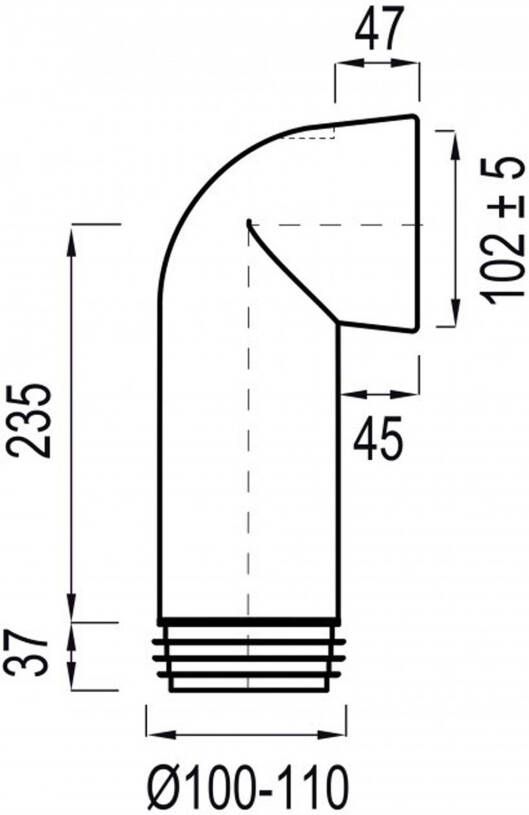 Wisa afvoerbocht 303e spie aansluiting 110 mm wit