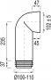 WISA Closetafvoerbocht nummer 303E 90'graden 1 delig spie 110 en 110mm aansluitdiameter 235mm lengte kunststof wit - Thumbnail 4