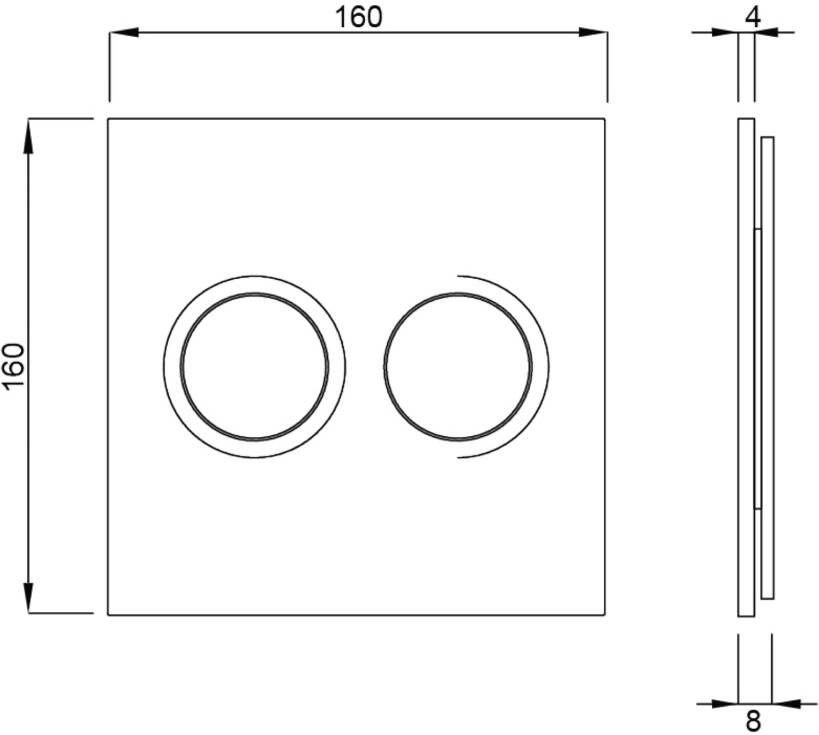 Wisa Bedieningsplaat Luga | 2 knops | Glas | Wit glans