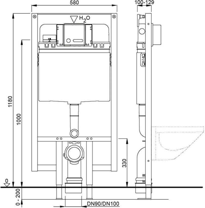 Wisa XF inbouwreservoir 118 cm