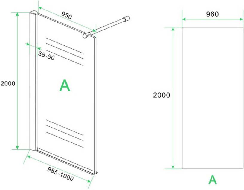 Xellanz Inloopdouche Eco | 100x30x200 cm | Helder glas | Chroom beslag