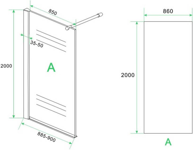 Xellanz Inloopdouche Eco | 90x30x200 cm | Helder glas | Chroom beslag