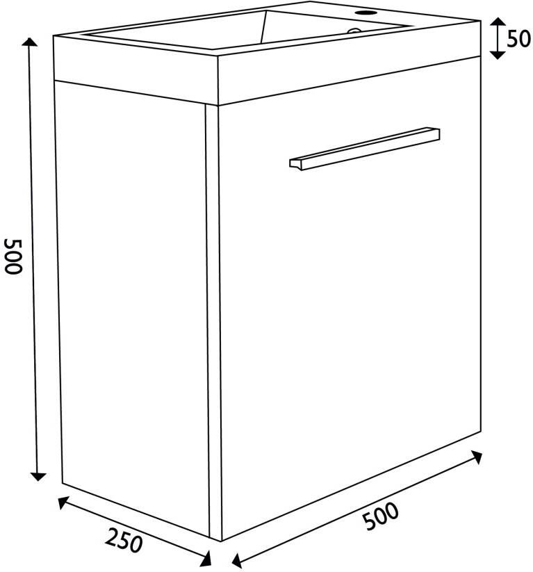 Xellanz Zenti fonteinkast met mineraalmarmer wastafel 50x25x55 cm grijs hoogglans