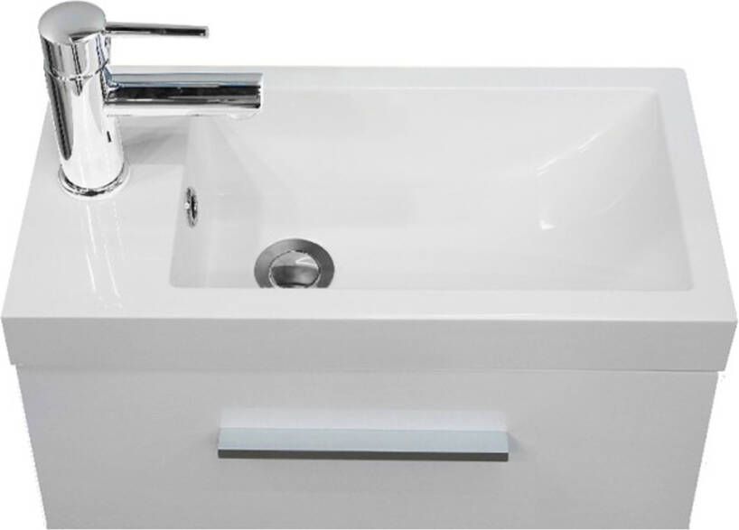 Xellanz Zenti fonteinkast met mineraalmarmer wastafel 50x25x55 cm wit hoogglans