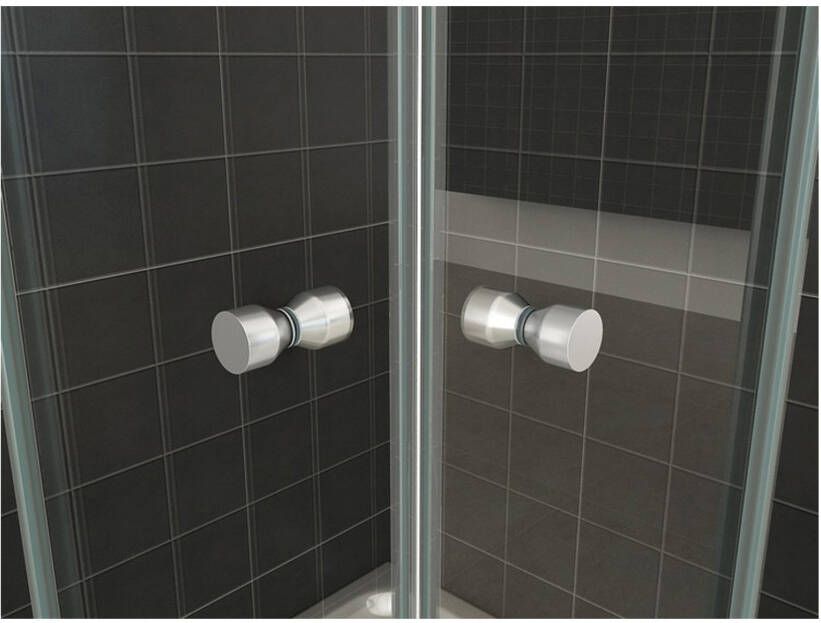 Xellanz Eco kwartronde cabine met twee schuifdeuren 900x900x1900x5 mm nano helder glas chroom